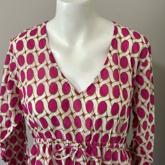 Gretchen Scott Designs Tunic Swim Coverup Dress Pink White Green Sz M - Picture 2 of 12